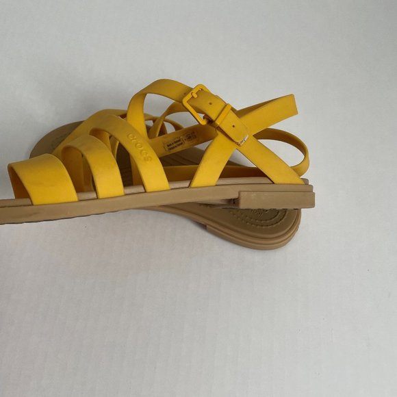 Crocs Tulum Strappy Sandals Size 6 Canary Yellow/Tan 206107 Adjustable Buckle - Picture 11 of 11